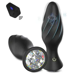 Diamond Remote Anal plug 10 frecuencia inalámbrico remoto negro artificial anal plug masturbación sexo anal