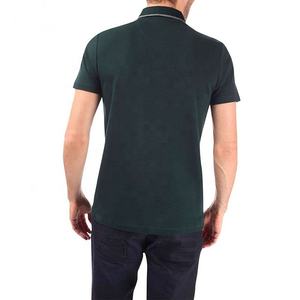 Polo de Hombre Verde Oscuro con Bolsillo con Cremallera, Mezcla de Algodón Premium con Ribete Blanco en el Cuello para un Estilo Casual - Product Image 3