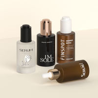 Flacon compte-gouttes en verre rond minimaliste pour sérum, conteneur cosmétique vide pour huile essentielle visage, emballage beauté pour soins de la peau