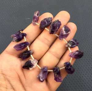 หินอเมทิสต์ชีวภาพ21ชิ้นเจาะด้านบนอัญมณีหยาบรูปร่างไม่สม่ำเสมอเครื่องประดับแฮนด์เมด - Product Image 2