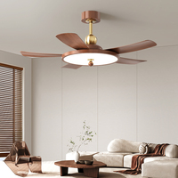 Ventilador de Techo LED de 52 Pulgadas con Iluminación Regulable, Control Remoto, 5 Aspas, Motor de Bajo Perfil, WiFi, Hierro y Acrílico, Moderno, Decorativo, con Brillo Ajustable