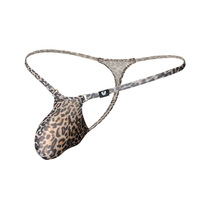 Nouvelle culotte string sexy pour homme à imprimé léopard en polyester à séchage rapide, taille basse