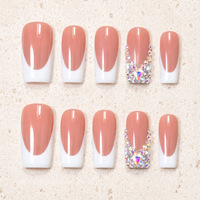 Kuku Palsu Panjang Persegi Buatan Tangan Model Terbaru Mewah 3D Bunga Biru Gelombang Laut Mutiara Penuh 2026