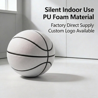 Ballon de basket silencieux en mousse PU de 420 g, taille 7 (29,5 po), rebondissant, très élastique, unisexe, pour entraînement en intérieur, jouet sportif, doux