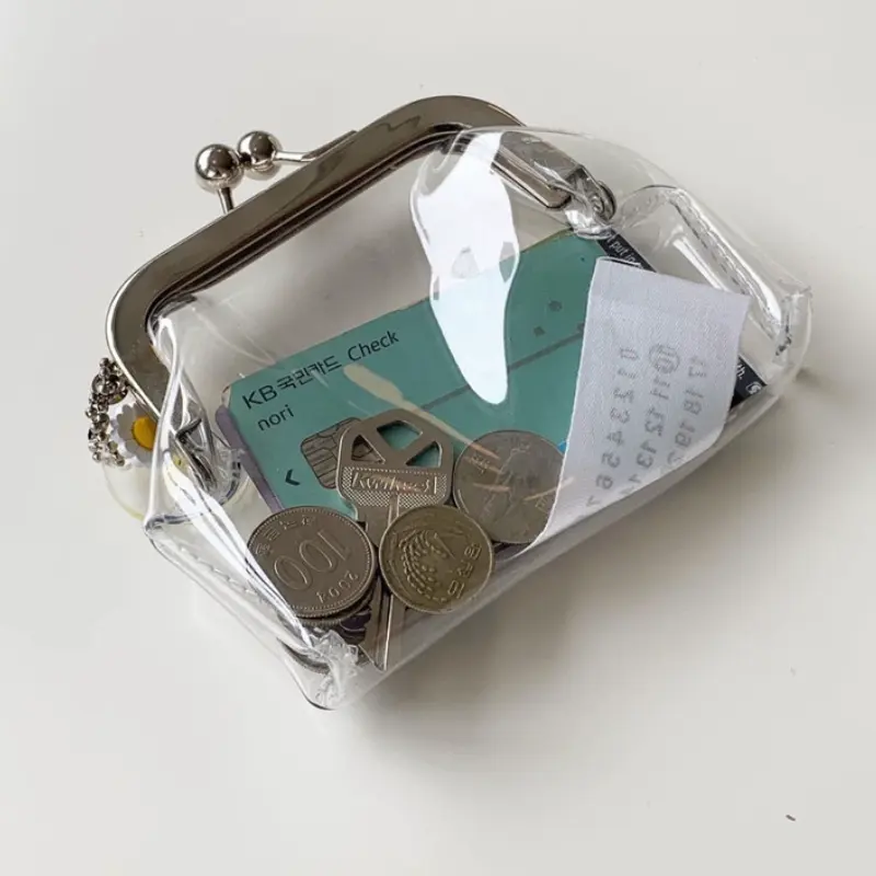 ins Transparent wallet simple iron clip bag pvc purse small items storage bag envelope coin card bag