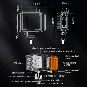 Lampes de travail auxiliaires LED 12V étanches pour tracteurs et camions, projecteur latéral de sécurité pour engins lourds et excavatrices - Product Image 6