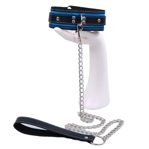 Collier SM en cuir PU bleu roi avec doublure en néoprène, laisse à chaîne métallique, équipement de bondage BDSM souple, jeu de rôle esclave, réglable MUQ - Product Image 1