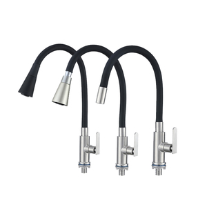 SUS304 Silicone Flexible Neck Colorful Any Direction Single Cold Tap Mixer Black <strong>Kitchen</strong> Faucet Drop Down Rotating Sink Tap - Product Image 1