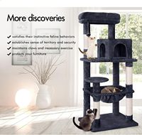 Arbre à chat de luxe 143 cm multi-niveaux, écologique, avec poteaux à gratter en sisal et bois, maisonnette et perchoir en peluche pour chatons, pour grimper et se reposer