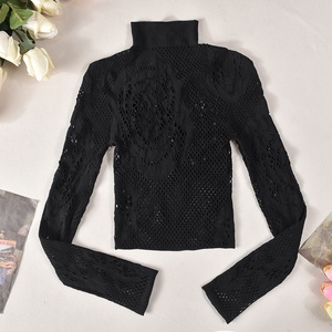 Zzhe potongan renda mawar tembus pandang atasan Crop jaring dan celana kasual pesta klub pakaian seksi wanita 2 potong Set Streetwear - Product Image 3