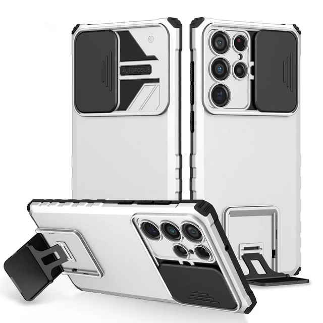 Luxury Slide Camera Protection Case for Samsung for Galaxy S24 S23 Ultra S22 S21 Plus Invisible Stand Cover Mobile Phone Cases