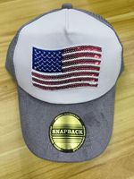 Gorra Snapback con Parche de Bandera Americana de Lentejuelas, Gorra Trucker de Malla Azul Premium para Hombre con Visera de Gamuza, Gorra de Béisbol Patriótica a la Moda