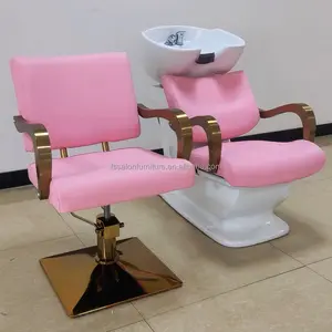 Hot Sale Comfortable Shampoo Hair Washing Equipment for Lady Leather and Metal Salon Shampoo Bowl and Chair