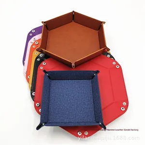 Bandeja y Caja de Almacenamiento de Dados Hexagonal de Cuero Moldeado Plegable Moderna para D&D, al por Mayor, en Stock del Fabricante, para Uso en Fiestas y el Hogar por Adultos - Product Image 2