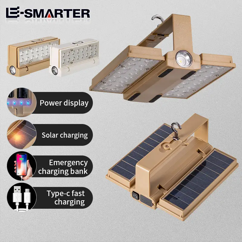 Portable Solar Power Bank Folding Emergency Charging Led Repair Work Emergency Outdoor Camping Light