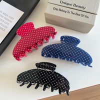 Pince à cheveux personnalisée vintage à pois en acétate, 10 cm, grandes pinces requin pour femmes, accessoires de mode de haute qualité pour usage quotidien