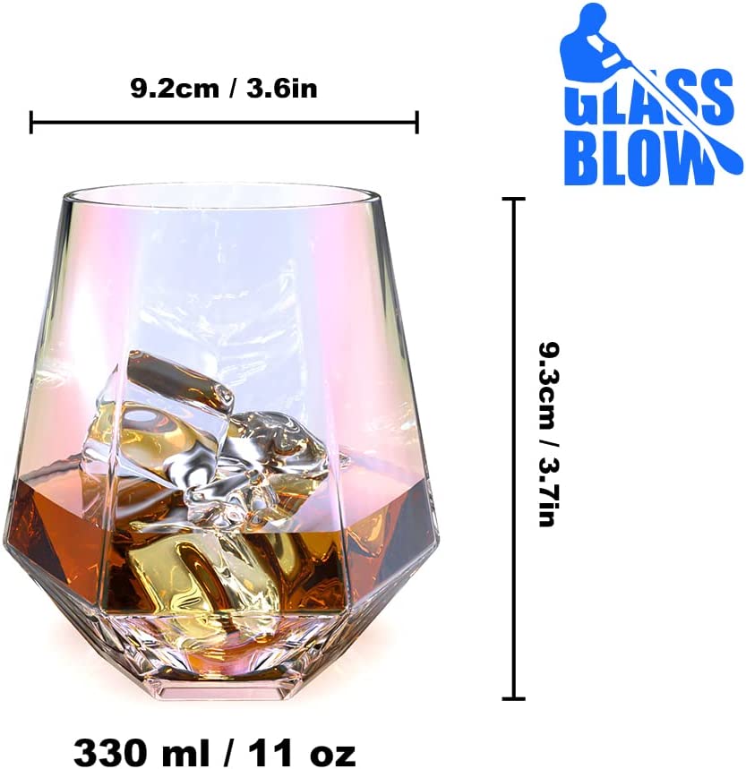 11Oz Old Fashioned Whiskey Glasses set of 2 Crystal Whisky Tumbler Glasses