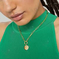 Collier pendentif rond gravé en argent sterling 925 personnalisé Gemnel pour femme