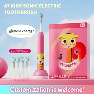 Elektrische Schallzahnbürste für Kinder mit sanfter Mundpflege, Cartoon-Design, IPX7 wasserdicht – weicher, TPE-ummantelter & biegsamer Kopf – Farbverlauf-Seidenborsten - Product Image 4