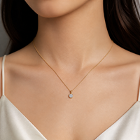 Pendentif serti clos en or jaune 18 carats avec diamant rond de laboratoire de 0,5 ct **Collier Bulle** – Cadeau d'anniversaire – Fabricant