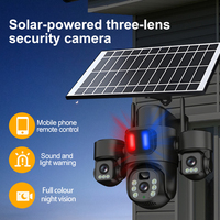 Cámara CCTV Wistino de 12MP con Tres Lentes, Detección de Movimiento, Alarma Roja y Azul, IP66 Impermeable, Cámara de Seguridad Solar con Tarjeta SIM 4G