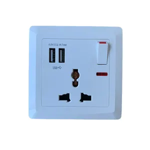 EU Double Usb UK Universal Electrical Sockets And Switches 3 Pin 13A Triple Plug Wall Switch And Usb Power Socket With 2 USB