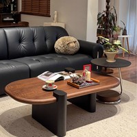 Modernes Massivholz Ovaler Couchtisch-Set für Kleine Wohnzimmer mit Maßanfertigung und Formoptionen