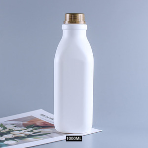 Plastica bianca 38mm diametro 1000ml bottiglia per bevande finitura opaca usa e getta per tè al latte forma rotonda guarnizione pompa quadrata per lozioni - Product Image 6