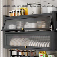 Étagère de Rangement Multi-niveaux 2 Étages en Acier Carbone pour Évier de Cuisine avec Couvercle