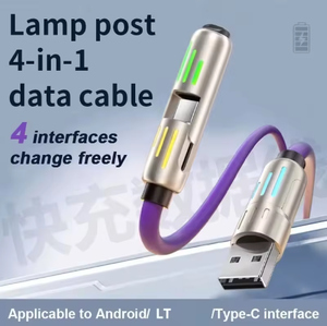 Hot bán 240W 4 trong 1 Silicone siêu nhanh sạ<span class=keywords><strong>c</strong></span> <span class=keywords><strong>c</strong></span>áp dẫn ánh sáng 3ft 4ft USB Loại <span class=keywords><strong>C</strong></span> đa kết nối sạ<span class=keywords><strong>c</strong></span> cho điện thoại - Product Image 6