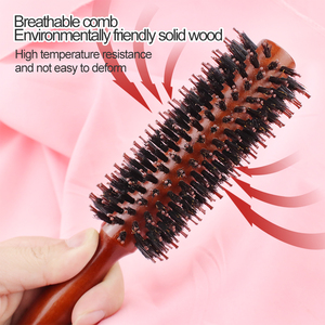 Brosse de coiffure compacte ionique à poils de sanglier en bois, résistante aux hautes températures, pour femmes, vente directe usine - Product Image 2