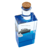 Bouteille flottante en acrylique transparent avec liquide, presse-papiers, mini jouet flottant, décoration de bureau, effet de nuance fluide personnalisé, divers modèles de navires