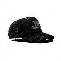 Gorras de Béisbol Deportivas de 5 Paneles con Logotipo Personalizado, Gorras Negras con Relieve Ajustables, Gorras AB
