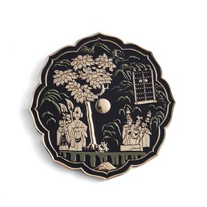 Gold Plated <b>Thin</b> Flower Shape Customized Chinese Style Soft Enamel Small Compact <b>Mirror</b> with Velvet Pouch - Product Image 2