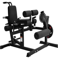 Machine commerciale multifonctionnelle assise pour extensions et curls des jambes avec rangement de plaques, pour la musculation intensif des quadriceps et des ischio-jambiers
