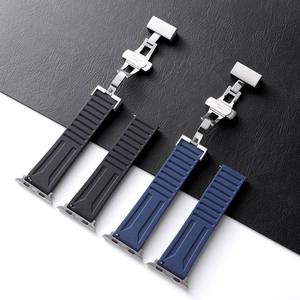 FWholesale Silicone Watch <b>Strap</b> for Apple Watch S9 45mm Ultra 49mmm SE 44mm 38mm Quick Release Butterfly Clasp Watch Band - Product Image 4
