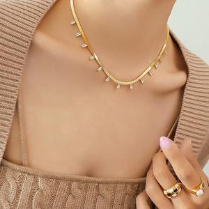 <span class=keywords><strong>Alin</strong></span> Plaqué Or Pierres Imperméables Bijoux en Acier Inoxydable Pour Femmes Collier Cadeau Spécial Accessoires Pour Filles - Product Image 4