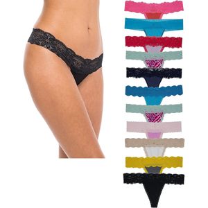 Tanga de encaje sin costuras para mujer FOXA, paquete múltiple, tiro bajo - Product Image 1