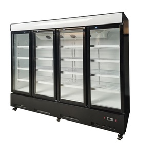 Refrigerador de bebidas de supermercado Refrigerador de bebidas frías de exhibición comercial de 4 puertas - Product Image 1