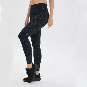 Leggings preta brilhante, atacado, jovens, meninas, leggings esportivas, yoga