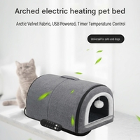 Lit-caverne chauffant USB pour chat, en velours arctique, maison thermique pour chien, Cama Gato Calefactora Cueva Mascota