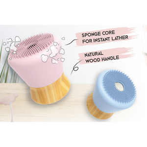 Cepillo Facial de Primera Calidad con Materiales de Madera/Silicona/Esponja Modelo AP-502-Nuevo para Exfoliación Facial - Product Image 4