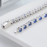 Pulsera de circonita cúbica transparente y zafiro SB137 RINNTIN para mujer, pulsera de tenis de plata de ley 925 de 3 mm con circonita cúbica, a la moda