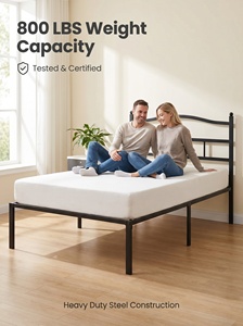 Cadre de lit en acier robuste et personnalisé <span class=keywords><strong>avec</strong></span> tête de lit pour chambre à coucher, bureau à domicile, dortoir - Product Image 3