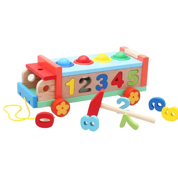 Toddlers Educational Toy Wooden Multi-color Hammer Bench Hammering Game Preschool Learning Toys For Boys Girls