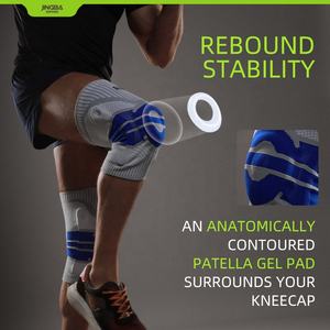 JINGBA Pro diz yan stabilizatörler ile sıkıştırma manşonu diz parantez Patella jel Pad için spor voleybol basketbol diz ağrısı - Product Image 2
