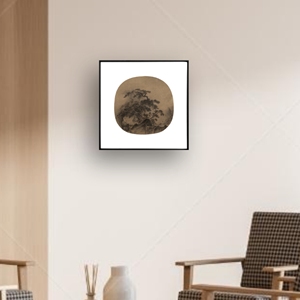 Truyền Thống Trung Quốc Cổ Điển Bức Tranh Phong Cảnh Thân Thiện Với Môi Mực In Hình Vuông Kim Loại/Nhôm Khung Hợp Kim Màu Đen - Product Image 1