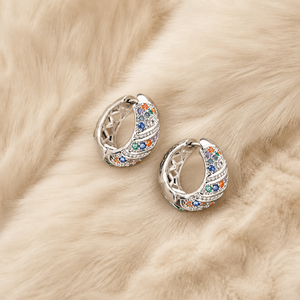 <b>Ear</b> enlace oem odm Wholesale Stainless Steel Multicolor Cubic Zirconia Hollow Wide Huggie Hoop Earrings Elegant Women Jewelry - Product Image 3