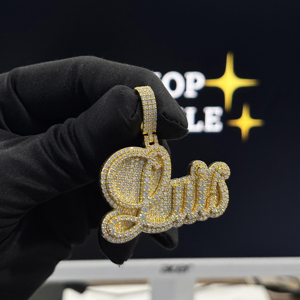 <b>Custom</b> HIPHOP SPARKLE Hiphop 925 Sterling Silver VVS Moissanite <b>Name</b> Pendant 18K Gold Plated Fully Iced Out <b>Necklace</b> Unisex - Product Image 2
