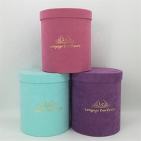 Boîtes à chapeaux rondes en carton fleuries faites à la main populaires, emballage pour roses préservées, boîte à fleurs avec logo personnalisé, impression quadricolore, dorure à chaud